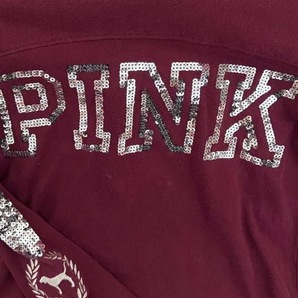 ‼️‼️Last price drop‼️‼️preloved Maroon Red Long sleeve Sequin VS pink top - Picture 11 of 14